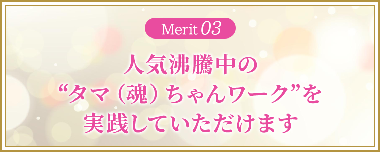 あの人気沸騰中の【タマ（魂）ちゃんワーク】を実践していただけます